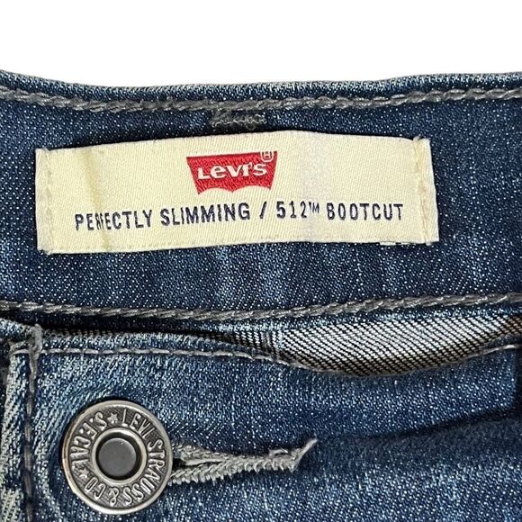 LEVI'S 512 Perfectly Slimming Dark Wash Blue Denim Bootcut Jeans Women's 12 S/C - Picture 5 of 6